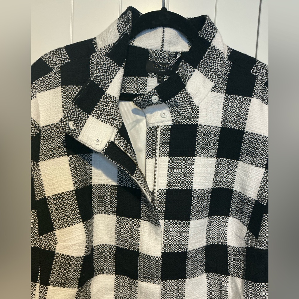 Talbots Woman Black White Buffalo Plaid Jacket 20W - Picture 5 of 6